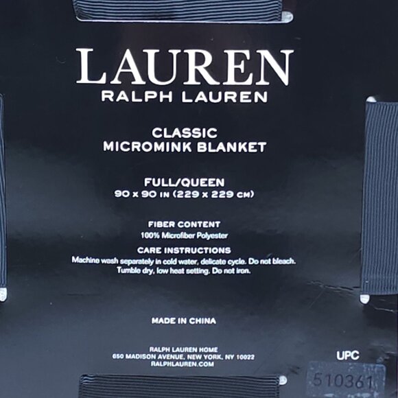 Lauren Ralph Lauren Classic Micromink Blanket Full/Queen 90x90" Luxurious Beige - Picture 6 of 7